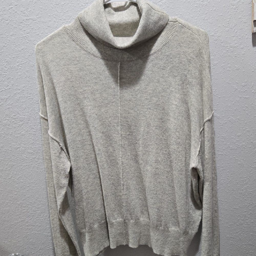 Gray Turtleneck Sweater with Relaxed Fit